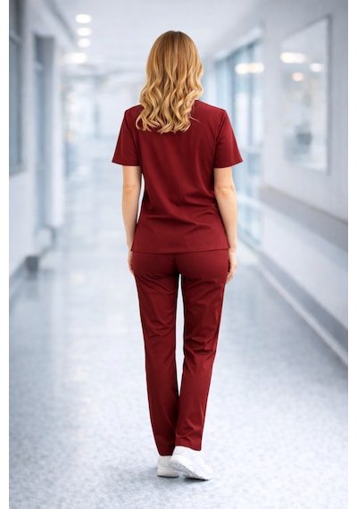 Likralı Hemşire Doktor Forması Premium Belinda Soft Kumaş Scrubs Hastane Üniforması Cerrahi Takım Kırmızı Likralı Hemşire Doktor Forması Premium Belinda Soft Kumaş Scrubs Hastane Üniforması Cerrahi Takım Kırmızı