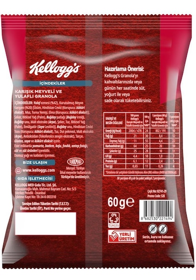 Kellogg's Karışık Meyveli Granola 10 x 60 G