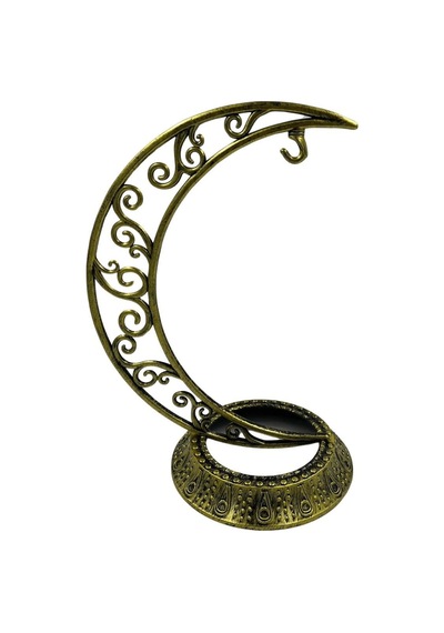 28 Cm Ramazan Dekoratif Masa Üstü Hilal Eskitme Gold Plastik Tabanlı Süs Diğer