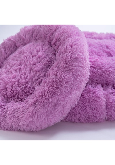 Lila Donut Köpek Yatağı Kedi Yatağı Simit Yatak Anti-stress Pet Yatağı Peluş Yatak M