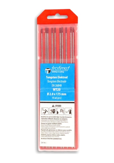 2,0 Mm Wt-20 Kırmızı Tungsten Elektrot 175 Mm Trafimet Adet Fiyatı