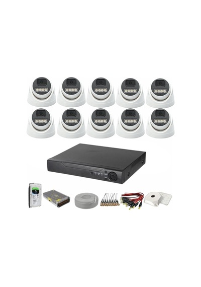 10'lu Dome Kamera Seti 2mp 3.6mm Full Color Serisi