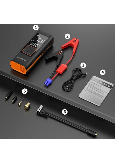 Venandin Inflamo Kompresör Akü Takviye Cihazı 8.000mah Hava Pompası