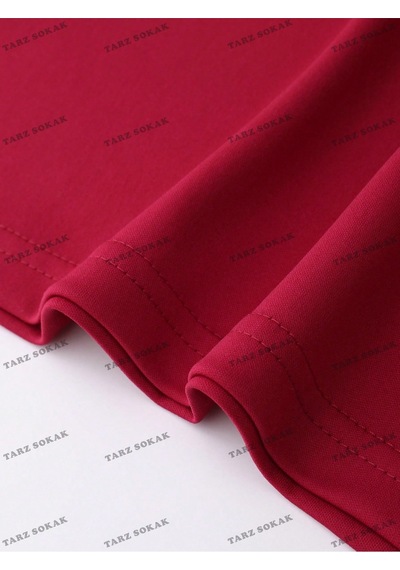 Flood Of Style Crop Ckod-232913 Kalpli Ve Sloganlı Grafik Düşük Omuzlu Bordo