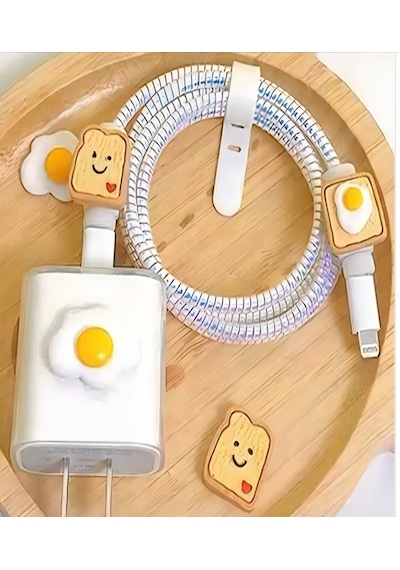 Brokoli Home Apple Uyumlu iPhone 18w/20w Şarj Kılıfı, Şarj Kablosu Örme Aparatı, Toparlayıcı Omlet, Kablo Beyaz