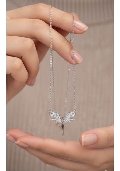 Çekirdekjewelry 925 Ayar Gümüş Rodyum Kaplama Mikail Kolye Gri