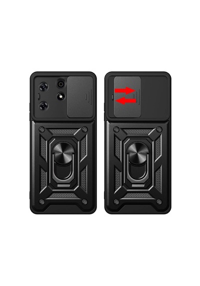 Zore Tecno Spark 10 Pro Kılıf Magnetik Standlı Kamera Korumalı Ogaa Sürgülü Vega Kapak - Siyah