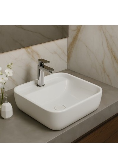 Delikli Çanak Lavabo Batarya 40x40 Cm Modern Tasarım 508 Yeşil