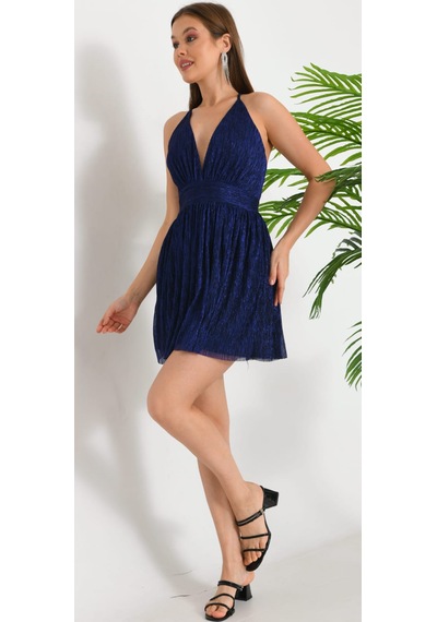 Hanife Glam Couture Hanife Glam Molight Mini Elbise Lacivert