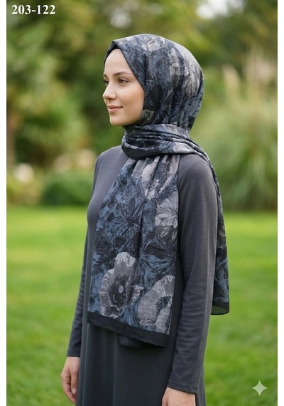 Moonscarfs Moonscarf Bambu Kraş Pamuk Şal Siyah 203-122 Çok Renkli