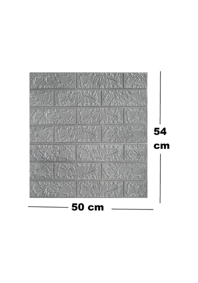 50x54 Cm 0,27 M² Gri Silinebilir Kendinden Yapışkanlı Duvar Kağıdı Esnek Panel 3d Tuğla Desen Diğer