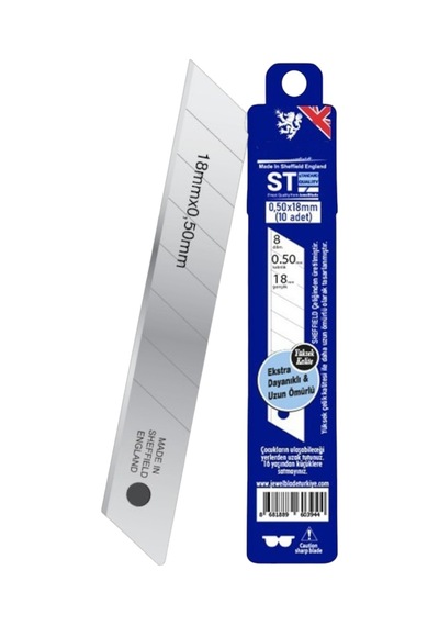 İthal 10 Adet 8 Dilim Maket Bıçağı Yedeği Ucu 0.50 Mm Kalınlık X 18 Mm Genişlik Bıçak Ucu Jilet