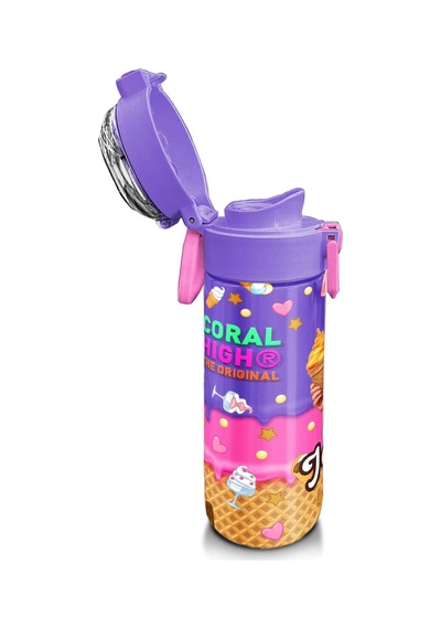 Coral High Kids Pembe Turkuaz K-pop Desenli Pipetli Ve Direkt İçim Çelik Termos 500 Ml 31989 Pembe - Mavi