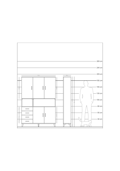 Arges Dolap 7 Raflı 4 Çekmeceli 5 Kapaklı 132x30x195 Antrasit... Antrasit