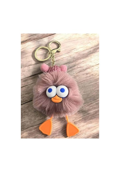Peluş Ördek Anahtarlık Ve Çanta Aksesuarı - Mor Beyaz Beyaz
