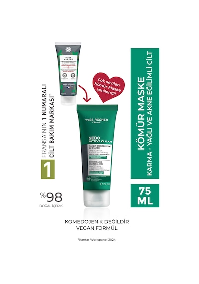 Siyah Nokta, Gözenek Görünümünü Azaltıcı Ve Arındırıcı Vegan Kömür Maske 75 Ml
