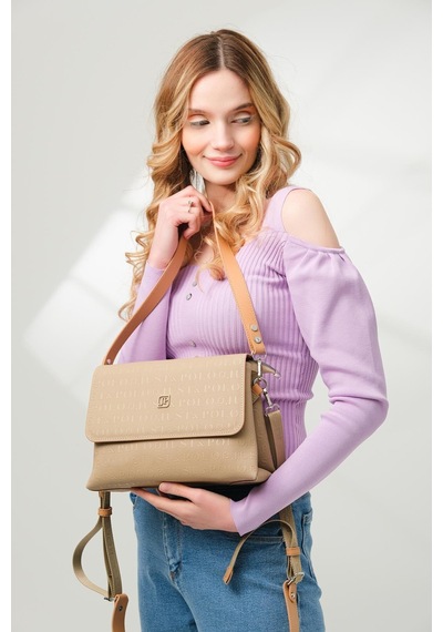 Just Polo Kadın Kapaklı Omuz Çantası Jpm4041 Kum Kum