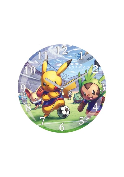 Pokemon Pikachu Çizgi Film Sessiz Bombeli Gerçek Cam Duvar Saati Siyah