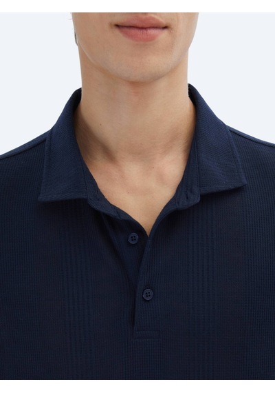 Lacivert Desenli Polo Yaka T-shirt Lacivert