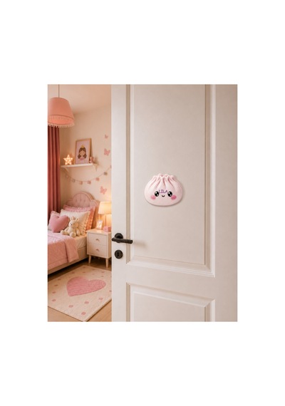 Dumpling Squishy Çin Mantısı Temalı Kişiye Özel Mdf Çocuk Odası Süsü Pembe