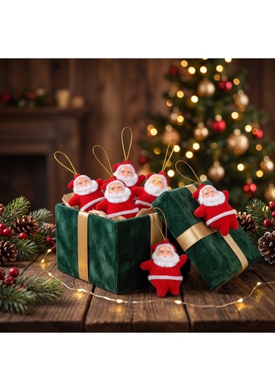 Bakgelal 6'lı Noel Baba Yılbaşı Ağacı Süsü 5 Cm Kırmızı Asılabilir Çam Ağacı Dekoru - 9083816320501 Diğer