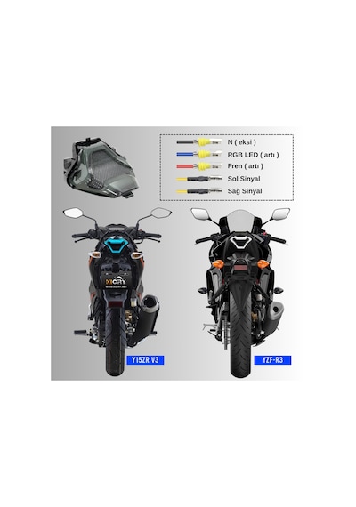 Yamaha Mt-07, Yzf-r3, Y15zr V3 Universal Sinyalli Stop Lambası Rgb Bluetooth App Kontrol 210 Mod