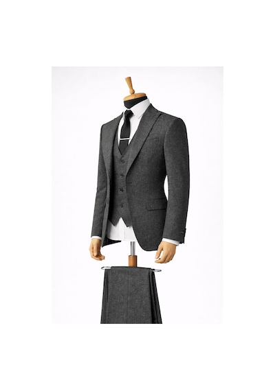 Erkek İtalyan Kesim Slim Fit Yelekli Takım Elbise Yeşil