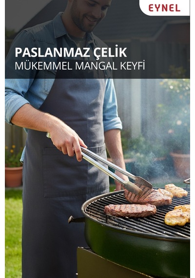 1 Adet 27 Cm Metal Mangal Maşası Orta Boy Paslanmaz Çelik Yemek Barbekü Maşası, Kömür Köz