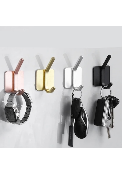Yapışkanlı Metal Banyo Mutfak Eşya Askılığı-al4618 2 Adet Pembe Siyah