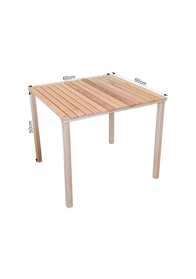 Exent Masif Ahşap Taşıma Çantalı Katlanır Kamp Masası, Balkon Bahçe Plaj Piknik Sehpası, 60x60