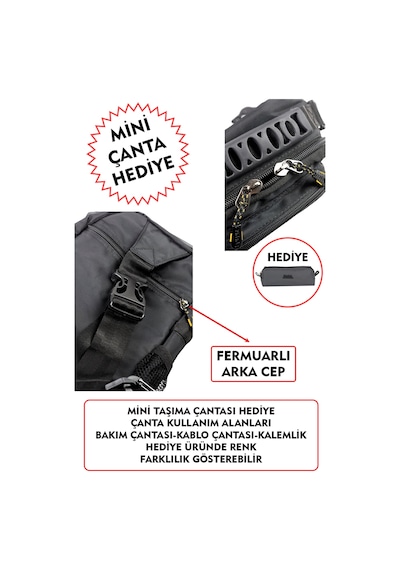 Dada Fonksiyonel Sırt Göğüs El Ve Omuz Çantası Su Geçirmez Kumaş Bady Bag Siyah