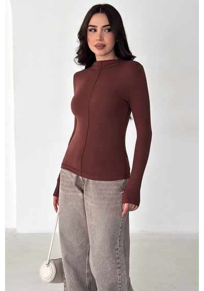 Noa & Noa Kadın Dikiş Detaylı Fit Bluz White Line bordo