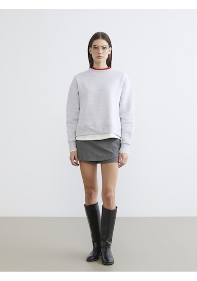 Lcw Vision Gri Bisiklet Yaka Kadın Kalın Sweatshirt