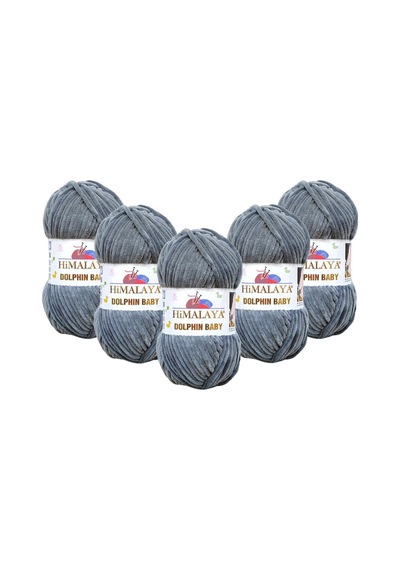 Himalaya Dolphin Baby Kadife Ip 5'li Paket 80320 Duman Grisi 100 Gr 120 Mt 769670943529