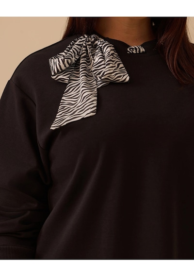 Büyük Beden Fular Yakalı Sweatshirt10002522314010 Siyah