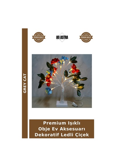Premium Işıklı Obje Ev Aksesuarı Dekoratif Ledli Çiçek Çok Renkli