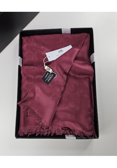 C Desen Yün İpek Şal İnce Kumaş Çift Taraflı Silk Scarfs Bordo