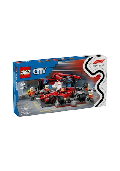 Lego City 60443 F1 Pit Stop And Pit Crew With Ferrari Car