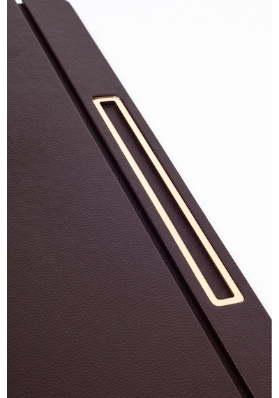 Turgut Office Deri Kapaklı Masa Sümeni Kahve Gold Detaylı 50 x 35 CM