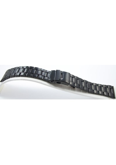 24Mm Siyah Metal Saat Kordonu Çelik Kolçak 1.Kalite Kayış Şeritli