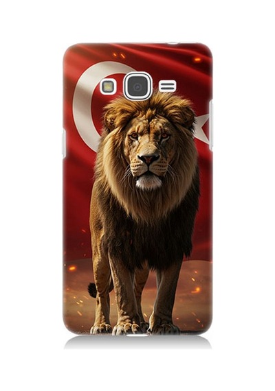 Samsung Galaxy Grand Prime Uyumlu Al Bayrak Ve Aslan Desenli Silikon Kılıf Çok Renkli