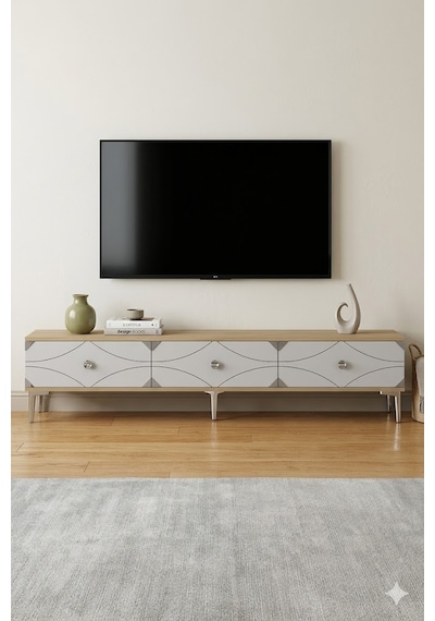 Tsa1897dbs Alfa Tv Sehpası Safirmeşe-beyaz-silver 180cm