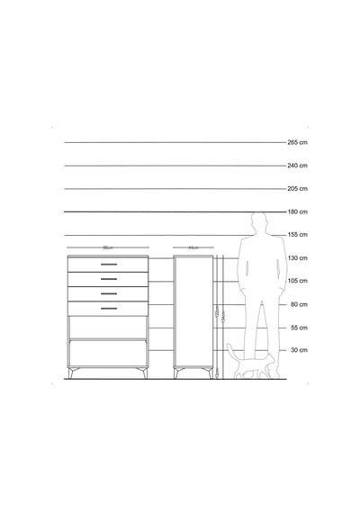 Hyperion Dolap Tek Raflı 4 Çekmeceli 88x44x134 Çam-antrasit Atlas Çam