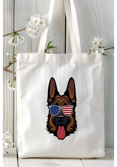Art Hediye German Shepherd Köpek Baskılı Omuz Çanta Kişiye Özel Model 14 Çok Renkli