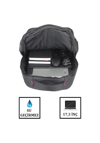 Case Club 2114 Büyük Boy 17 İnç Laptop Bölmeli Sırt Çantası Siyah
