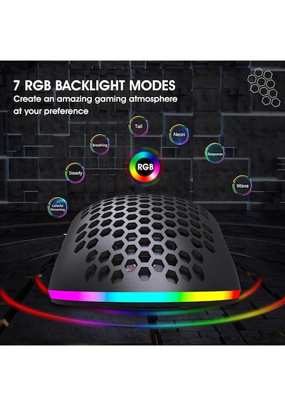 Hxsj T66 2.4G Kablosuz RGB Oyuncu Mouse