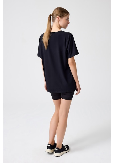 Los Ojos X Melodi Siyah Oversize Geniş Kalıp Tişört Boyfriend T-shirt Siyah Siyah