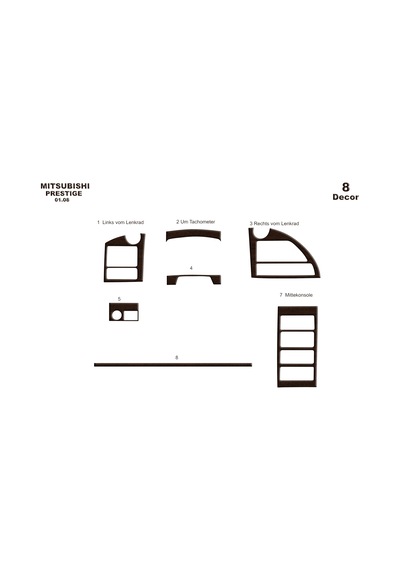 Mitsubishi Temsa Prestige Delux Torpido Kaplama 2008-2010 7 Parça Koyu Meşe