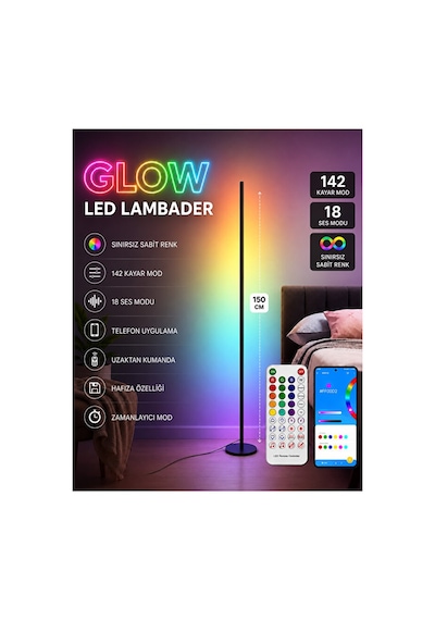 Neeko Glow Akllı Lambader Sese Ve Müziğe Duyarlı Telefon Ve Kumanda Oda Aydınlatma Sistemi Pro Model Tekli