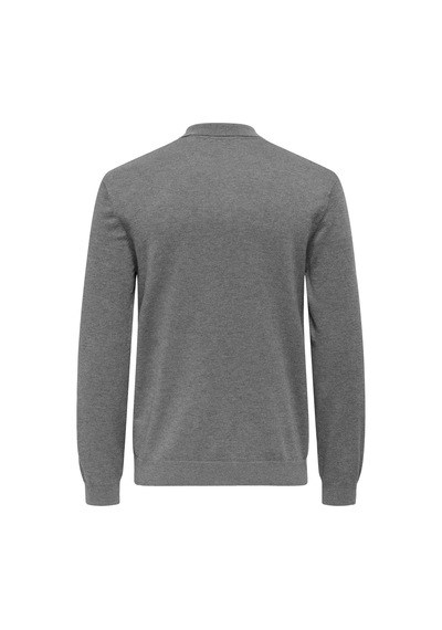 Only & Sons Onswyler Lıfe Reg 14 Half Zıp Polo Knıt Erkek Gray Kazak - 22034225 Gri